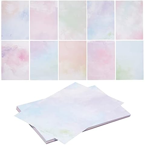 100 Blatt DIN A4 Aquarell-Briefpapier mit 10 Motiven, beidseitig bedruckt, Druckerpapier Cover