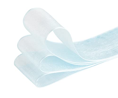 TEKDEERE 25mm Sheer Organza Ribbon,Blue Mist Shimmer Chiffon Ribbon for DIY Crafts Wedding Party Decorations Gift Wrapping Bridal Bouquets (45M) - Image 4