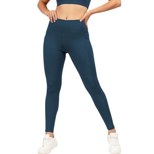 Image of NINQ high Waist Women Gym Compression Pants for Workout with Pocket, Yoga & Exercise, Active Wear Legging Sports Tights Trousers with Comfortable Fit for Running, Jogging & Training