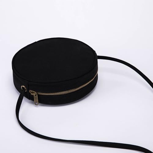 Image of Circle Crossbody Bag for Women NYLON Circle Purse with Zipper Adjustable Knot Shoulder Straps