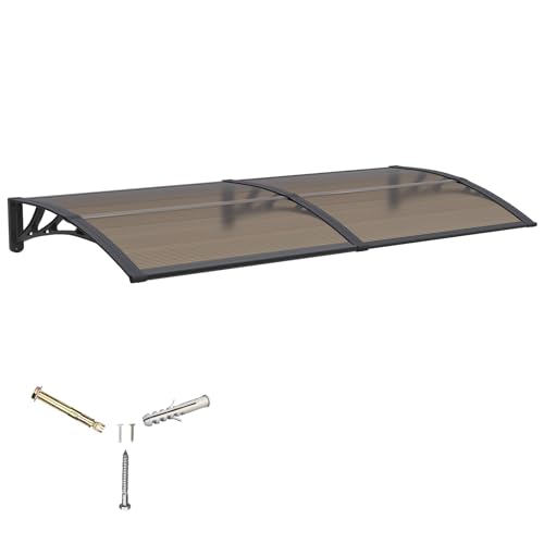 Awning for Door Entrance,32X80 Inches Awnings for Doors,Window Awning Canopy Exterior with Plastic Steel Bracket,Polycarbonate Cover,UV,Rain,Snow Protection for Porch,Patio,Deck
