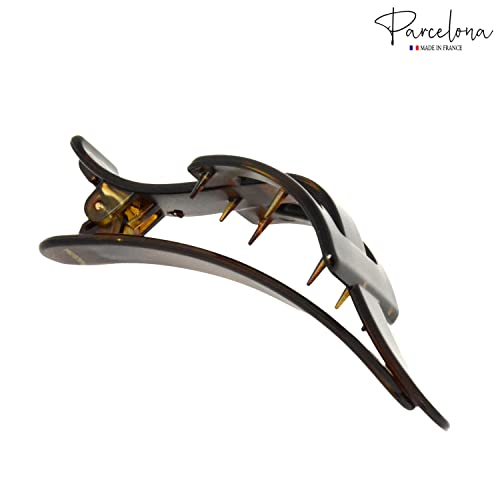 Parcelona French Spacer Medium 4" Beak Yoga Jaw Hair Claw Clip For Thick Hair Secure Grip Durable Fashion Hair Styling Women Hair Accessories Alligator Clip For Girls, Made In France (Tortoise Shell) #TOP5