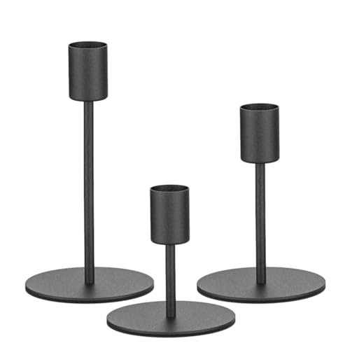 KUPOO Matte Candlestick Holders,Short Taper Candle Holders,Decorative Candlestick Holder, Black Taper Candle Holders,Metal Candle Stands for Home Decor, Wedding, Dinning, Party (Black)