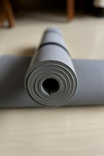 Image of Yoga Mats For Women Yoga Mat For Men Exercise Mat For Home Gym Mat Anti Slip YogaMate 5mm Workout Mat YogaMat For Kids Yoga Mate Gym Mats - Ethylene Vinyl Acetate (Grey, 4 mm)