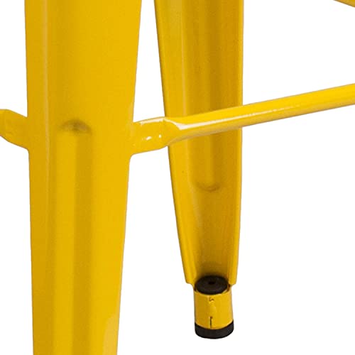 Flash Furniture Commercial Grade 30" High Backless Yellow Metal Indoor-Outdoor Barstool with Square Seat by Flash Furniture - Image 5