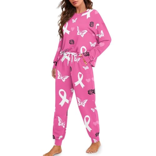 Image of Women's Pajamas Set Soft 2 Piece Loungewear Long Sleeve Pj Set Matching Sleepwear with Pockets for Women Plus Size