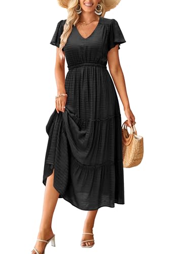 VOTEPRETTY Women's 2026 Fashion Summer Maxi Dresses Boho Formal V Neck Short Sleeve Ruffle Casual Long Cocktail Dress Spring Outfits(Black,S) at Amazon Women's Clothing store VOTEPRETTY Women's 2026 Fashion Summer Maxi Dresses Boho Formal V Neck Short Sleeve Ruffle Casual Long Cocktail Dress Spring Outfits(Black,S) at Amazon Women's Clothing store