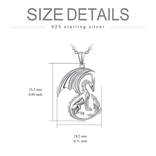Meiderbo Dragon Necklace Mother Daughter Necklace 925 Sterling Silver Animal Pendant Necklace Dragon Jewelry Gift For Mom Women Girls Birthday Mother's Day Gifts #TOP5