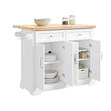 [INFORMAZIONI SUL PRODOTTO] Realizzato in MDF di alta qualità e PB, questo carrello cucina con ruote è robusto e durevole, con una capacità di carico fino a 98 kg. Dimensioni: 115 x 71 x 92 cm. Il carrello da cucina con cassetti viene consegnato in due scatole piatte e include istruzioni facili da seguire per un montaggio rapido e senza problemi