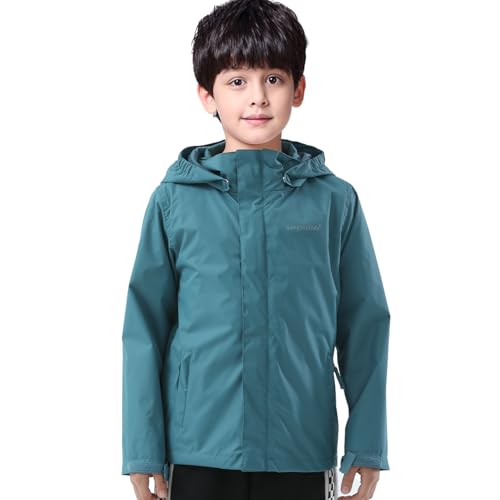 Image of YINGJIELIDE Boys Girls Waterproof Rain Jackets Kids Easy to Fold Windbreaker Lightweight Outdoor Hooded Raincoat