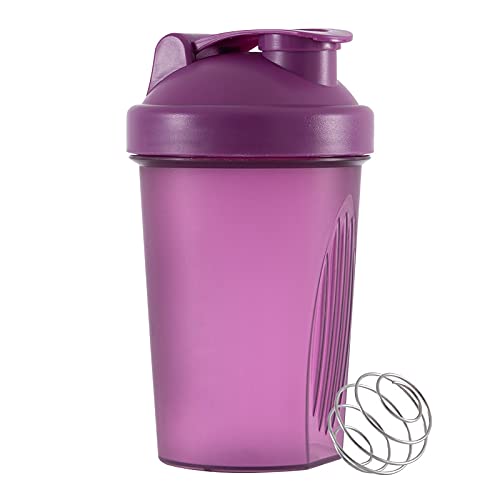 Generisch 400ml Protein Shaker Flasche, Eiweiß Shaker mit Sieb & Skala, Lila