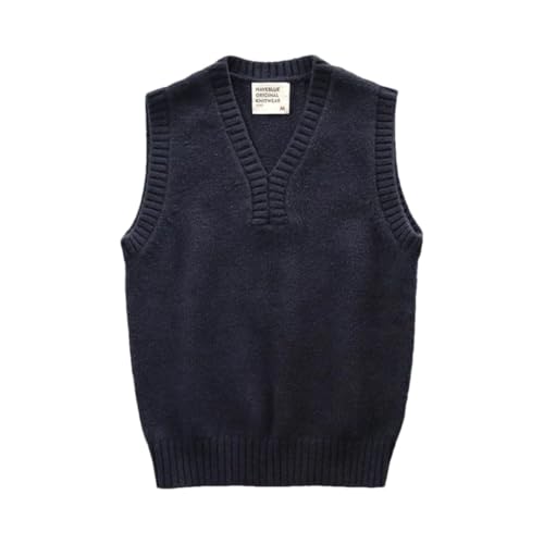 Men V Neck Vintage Sweater in Knit Vests