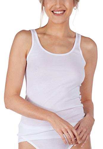 HUBER Damen Huber Damen Achselshirt 2er Pack Cotton 2 Pack Extra Fine Unterhemd, Weiß, 40 EU