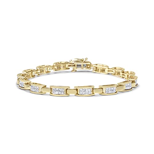 Haus of Brilliance 10K Yellow Gold 2.0 Cttw Invisible-Set Princess Cut Diamond Rectangular Link Bracelet (I-J Color, SI2-I1 Clarity) - 7"