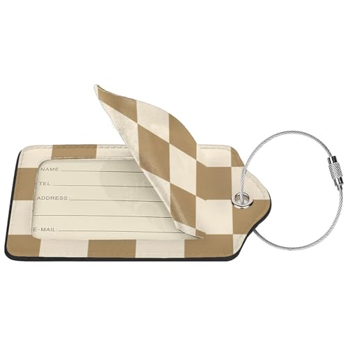 Luggage Tags for Suitcases, 2 Pack Cute PU Leather Luggage Tag TSA Approved with Stainless Steel Loop and Address Card Baggage Tag for Travel&Hotel Stays&Cruise Ships&Shipping and Mailing(Coffee)2