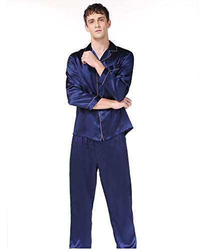 Men's Silk Sleepwear Pajamas,Long-Sleeve Shirt & Long Pants,100% Silk(Main),5 Colors,真丝睡衣