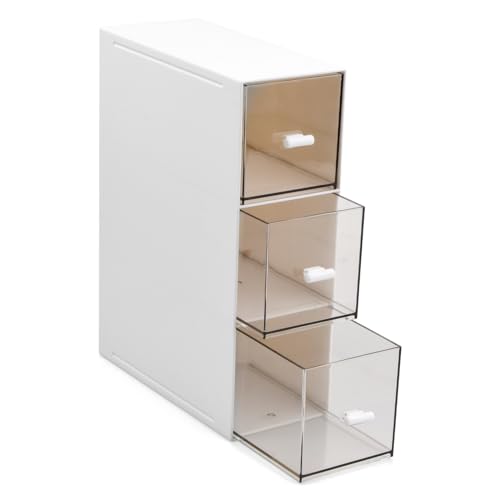 Anseom Organizer Cucina in Plastica con 3 Cassetti, Mini Cassettiera per Make Up Cassettiera Scatola Impilabile Scatola Porta Bustine da Tè e Tisane, Scatola con Cassetti per Dolcificante Caffè