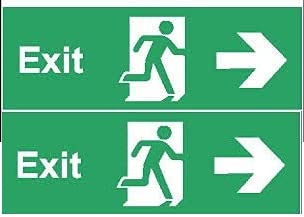 K T I® Autoglow Signage Exit with Left Arrow Sign Board 3mm PVC Sheet with high Glow intensity in Total Darkness Size- 100x300 MM Pack Of 2