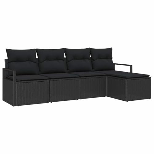 Rilassamento puro: i cuscini in schiuma spessa 10 cm con cerniera offrono un comfort di seduta confortevole per 4 persone; i braccioli piatti supportano una seduta ergonomica, mentre lo sgabello funge da poggiagambe o da seduta supplementare.