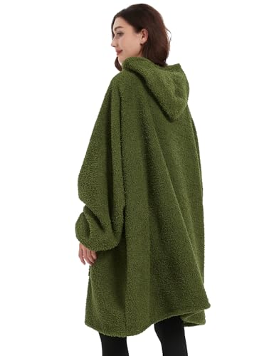 Image of KFUBUO Sherpa Wearable Blanket Hoodie Adult Oversized Sweatshirt Blanket Gifts for Women