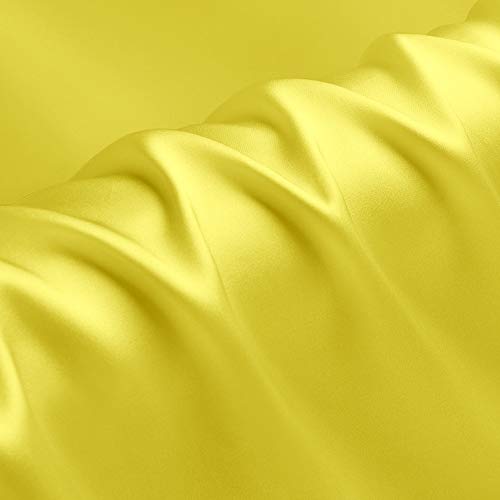 Tissu Satin Crepe de 100% Soie Couleur Crème Jaune Tissus Charmeuse pour Vetement au Mètre