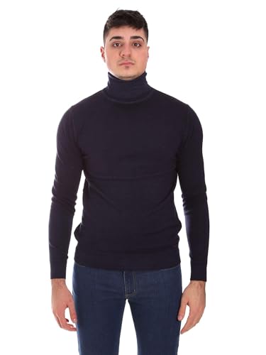 Frankie Morello Maillot à col roulé bleu homme pour éviter le froid au cou