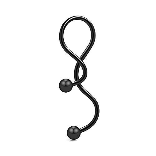 Ruifan Spiral Navel Ring Kit Twister Industrial Ear Belly Ring Barbell 14G 1 1/2Inch (38Mm) 6Pcs - Mix Color #TOP2