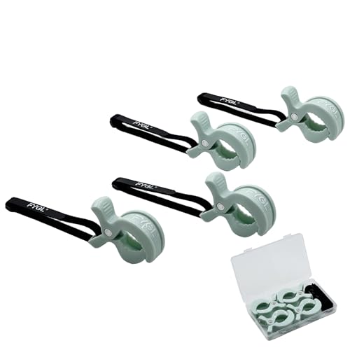 FYGL ブランケットクリップ 4個セット 伸縮ベルト付き 収納ケース入り ベビーカー ベビーベッド 毛布 タオル固定 マルチクリップ -ライトグリーン