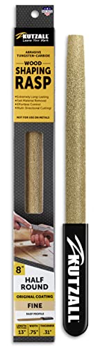Kutzall Original 8 Halbrunde Handraspel - Fein, für Holzbearbeitung & Formgebung, mit ergonomischem Softgrip-Griff, abrasive Wolframkarbid-Beschichtung - 13 (330.2mm) Gesamtlänge - HR8170