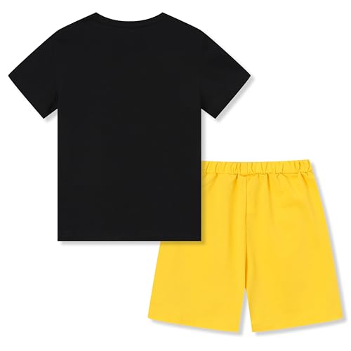Image of Boys' 2 Piece Summer Outfit Cool Dinosaur & Camouflage Graphic Short Sleeve Tee & Shorts Set Size 4-12