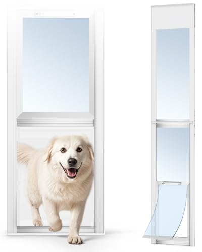 Dog Door for Sliding Glass Door with Lock, Doggy Door for Sliding Glass Doors Large Dog Up to 100 lb, Sliding Door Dog Door Insert, Adjustable Height 74.8