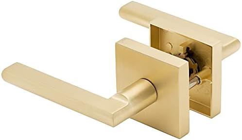 Linkaa Passage Door Handle, Gold Stain Brass Door Lever, Bedroom Bathroom Door Handles Keyless Interiort, Exterior/Interior Door Handle, No Lock