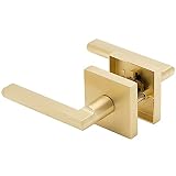Linkaa Passage Door Handle, Gold Stain Brass Door Lever, Bedroom Bathroom Door Handles Keyless Inter