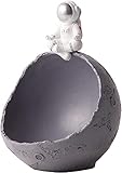 Resin Astronaut Statue Storage Box Astronaut Candy Bowl Key Storage Bowl Holder for Home Living Room Table Decor - Gray