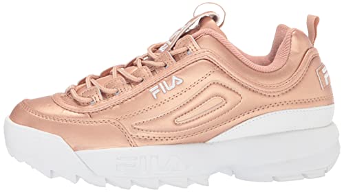 Fila Womens Disruptor Ii Premium Metallic Rose Gold/White Sneaker - 9.5 #TOP4