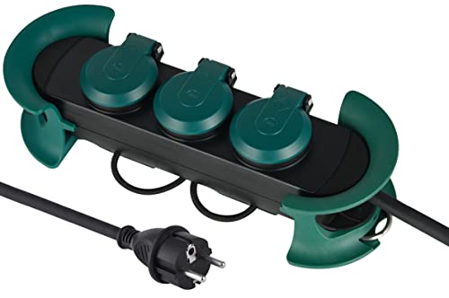 Electraline 30924 Bloc Multiprises Étanche Professionnel avec Enrouleur, 3 Prises avec Capuchon 16A Françaises, Câble en Caoutchouc H07RN-F 3G1.5 mm²,...