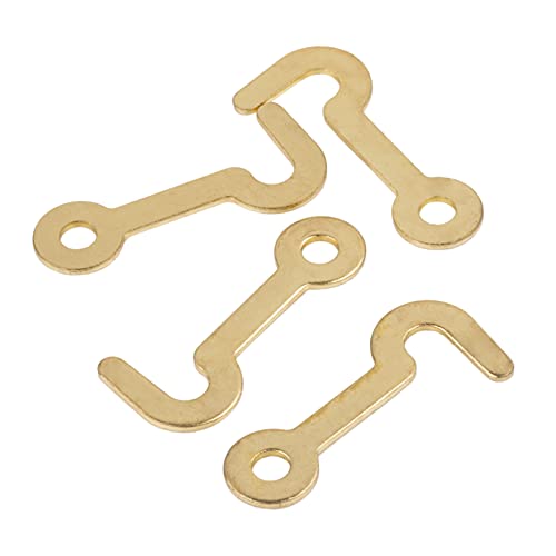 UNIQANTIQ HARDWARE SUPPLY Brass Plated Box Lid or Small Door Latch Hook - 1-3/8\" Long - Pack of 4 - Hook for Box, Trunk, Door - VL4-SB