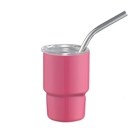 Fitooles Taza de viaje de acero inoxidable con aislamiento de doble pared con popote y tapa, taza de café portátil