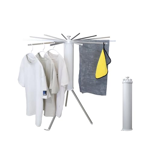 Clothes Drying Rack Tripod - Portable Laundry Hanger, Foldable Aluminum Dryer for Bedroom, Household - 12 Rods