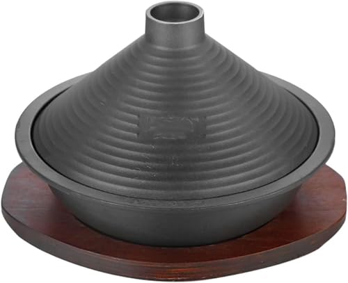 Olla de hierro fundido con tapa cónica, antiadherente, compatible con inducción, ideal para cocina tradicional, sartén Tajin de cocción lenta