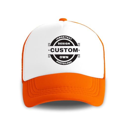 Custom Hats Bulk Design Your own Logo Personalized Hats for Men Women Customized Baseball Cap Custom Trucker hat with Logo D-Orange
