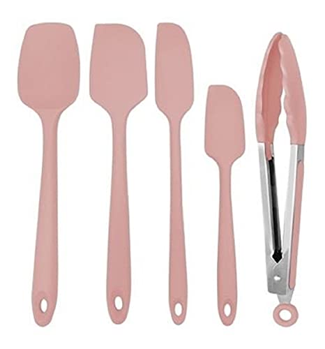 Kit Espátula Silicone Confeiteiro Pegador Pinça Churrasco Rosa