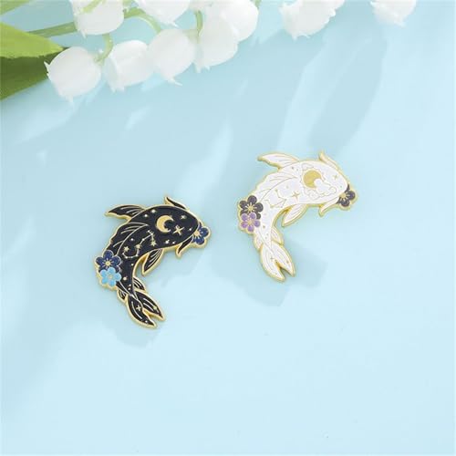 Image of 2Pcs coadipress Lovely Fish Brooch Enamel Lapel Brooches Pin Set Cute Cartoon Koi Fish Pins for DIY Backpacks Clothes Bags Jackets Hat Jewelry Accessories Gift