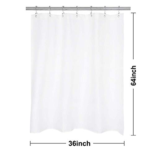 Image of N&Y HOME RV Shower Curtain or Liner 36 x 64 inches with Magnets, Washable Fabric, Water Repellent, White Bathroom Curtains with Grommets, 36x64