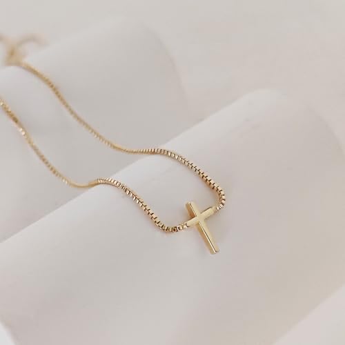 Cross Necklace for Women Dainty 14K Gold Silver Plated Small Cross Pendant Choker Simple Cute Cross Gold Necklace for Women Trendy Faith Jewelry Gift4