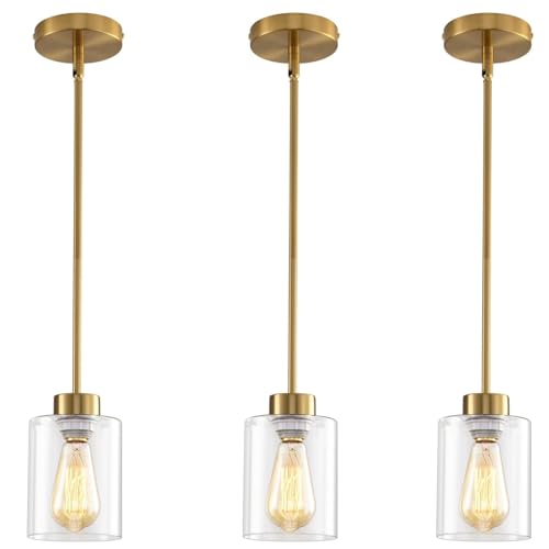 CAFULAM Modern Black Farmhouse Pendant Light with Glass Shade,Industrial Pendant