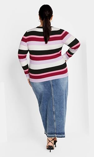 City Chic CCX Women's Plus Size Sweater - 70's Stripe3