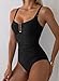 Aleumdr Women's 2025 Fashion U-Wired Tummy Control One Piece Swimsuit Vintage Bathing Suits Ruched Swimwear Black X-Large