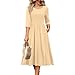 Womens Dress Fashion Printed Crewneck Dresses with Pockets Casual Loose 3/4 Sleeve Sundress A-Line Comfy Flowy Dress