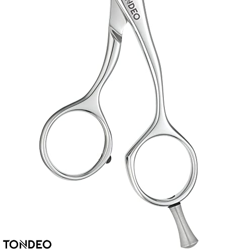 Foto von TONDEO Modellierschere SPIDER Shine Offset 5.25 black Texturierschere mit 33 Zähnen mit Prismenschliff im ergonomischen Offset Design